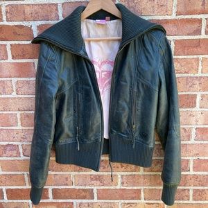 COPY - Green Roxy life genuine leather jacket. Size 3. vintage